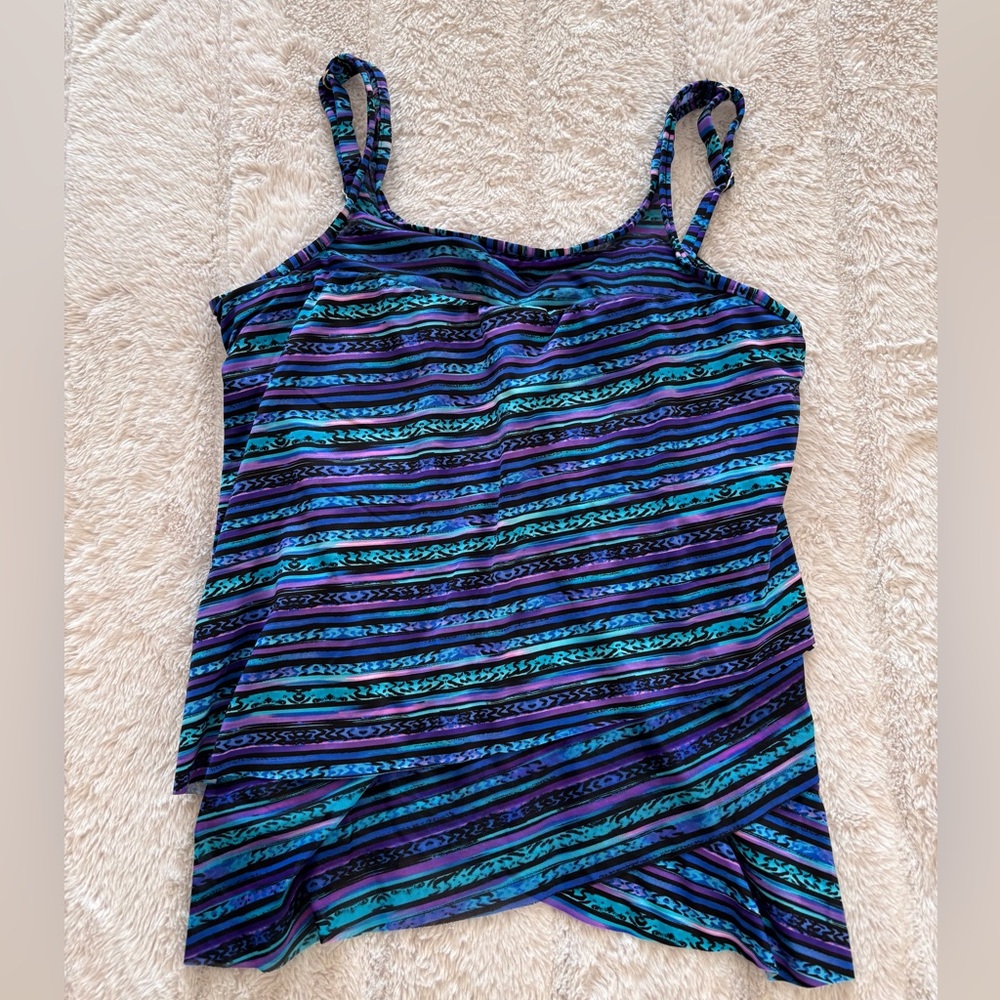 Miraclesuit Blue and Purple Striped Swim Camisole